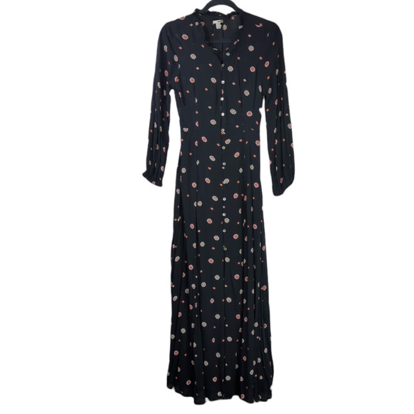 Amuse Society S Bel Air Printed Crinkle Woven Black Boho Maxi Dress - Picture 2 of 11
